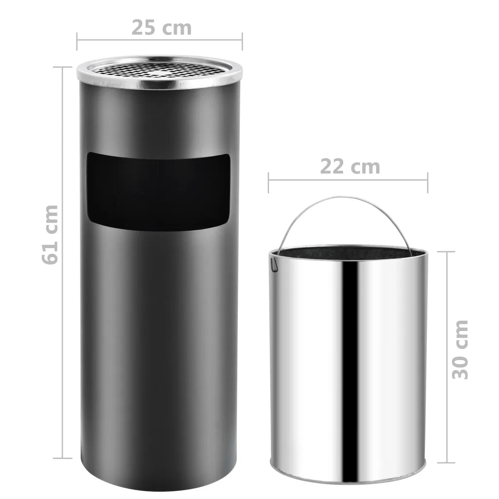 Pattumiera con Posacenere da Albergo 30 L Acciaio Grigio CFW2606586