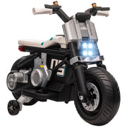 EasyComfort Moto Elettrica per Bambini 3-5 Anni in PP e Metallo con Rotelle, Clacson e Musica, 86x44x58 cm, Bianca e Nera