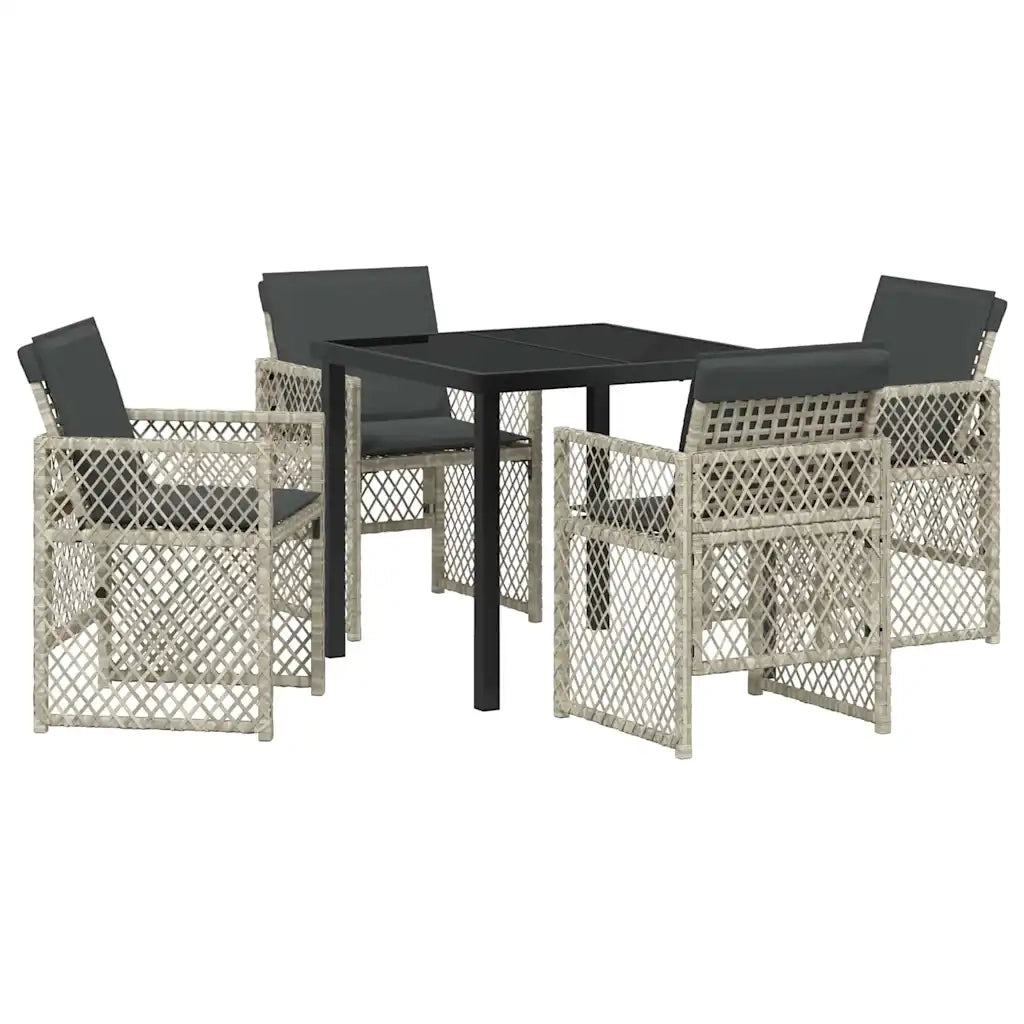 Set da Pranzo per Giardino 5 pcs Grigio chiaro polyrattan 3380637