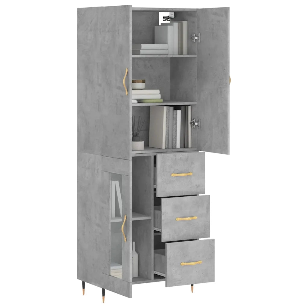 Credenza-Buffet-Armadio da cucina Grigio Cemento 69,5x34x180 cm in Legno Multistrato 603923