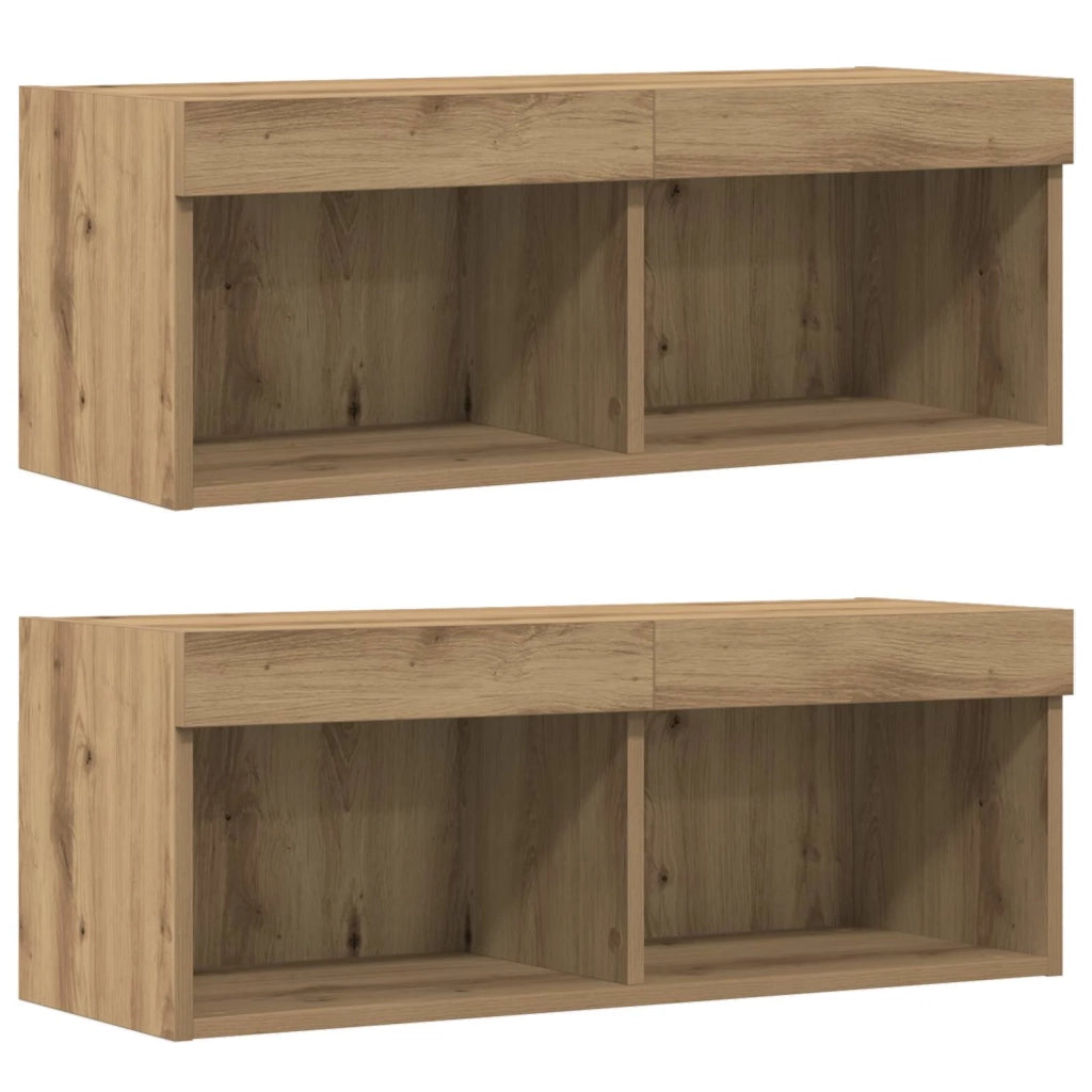 Set mobile TV 8 pz | Armadietto TV | Mobile Porta TV rovere artigianale Legno multistrato
