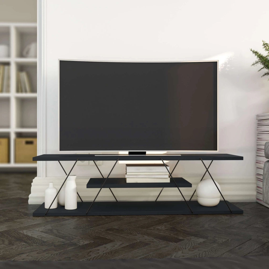 Mobile TV in legno "April" - 120 x 30 x 33 cm - Grigio antracite