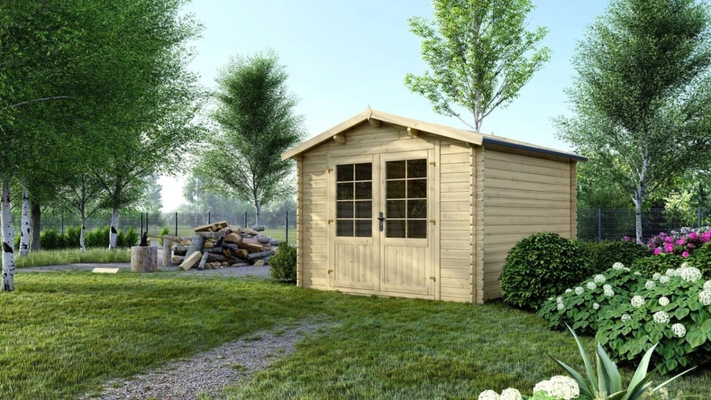Casetta da giardino in legno - 9m2 - 3x3m - 28mm - colore: naturale - DOM530 - ALTANKA