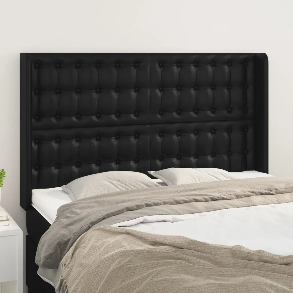 Testiera | Testata ad Orecchio Nera 147x16x118/128 cm in Similpelle
