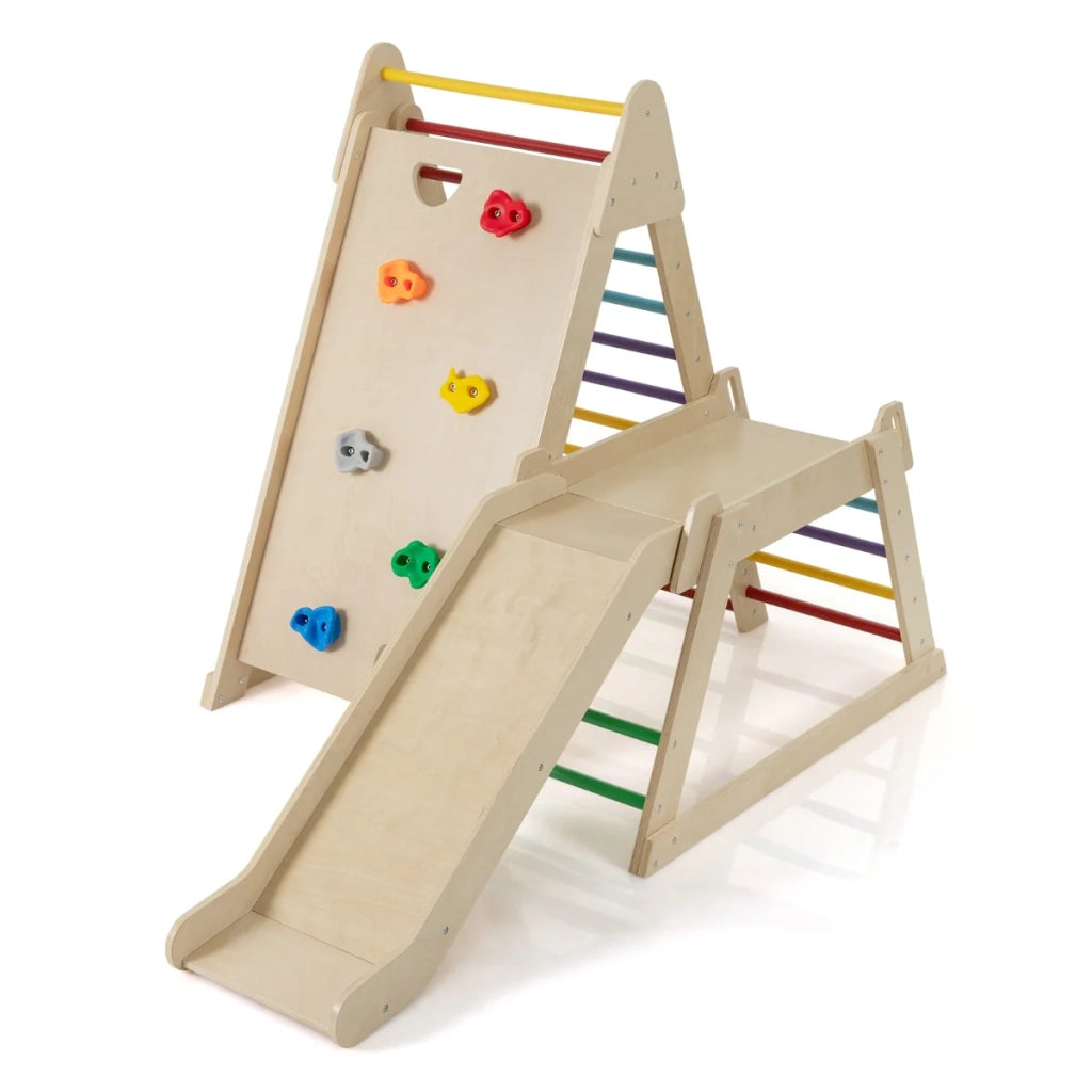 Struttura per arrampicata da interno 105 x 176,5 x 122,5 cm 3 attività di sviluppo e sicurezza in legno multicolore 20_0019126