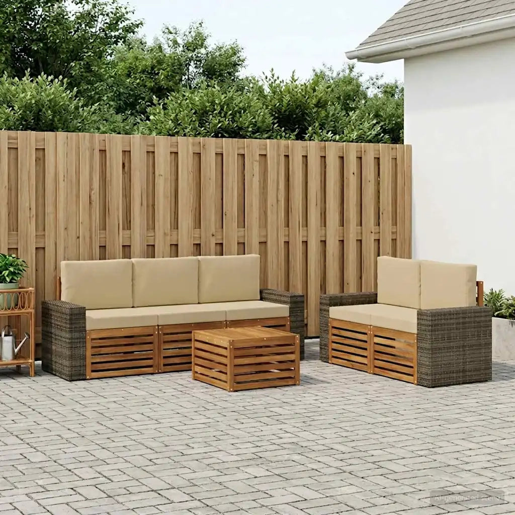 Set divani con cuscino 6 pcs Legno di Acacia Massello