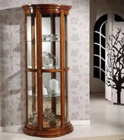 Vetrina trelune in legno massiccio di tiglio arte povera noce scuro