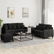 Set di Divani 3 pz con Cuscini Nero in Velluto 3201715