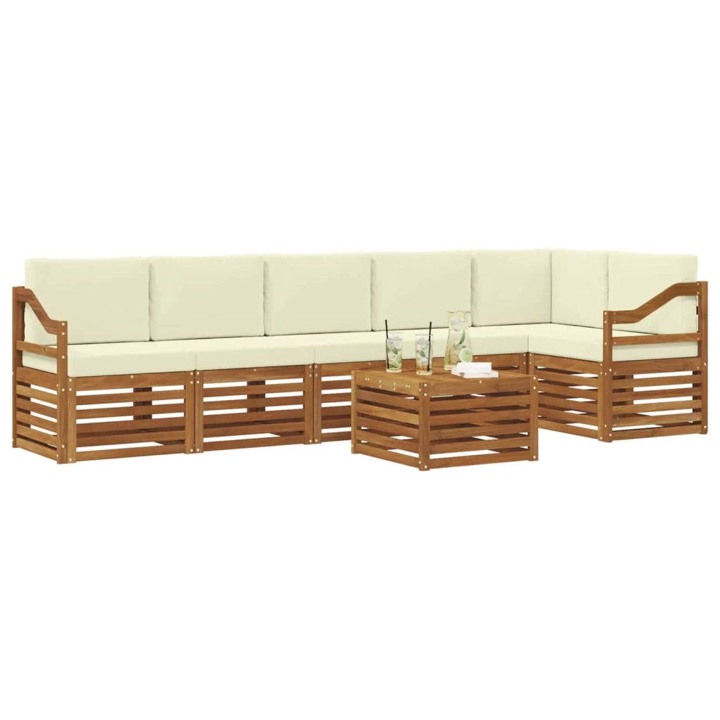 Set divano sezionale con cuscino 7 pcs Naturale e Crema 3374945