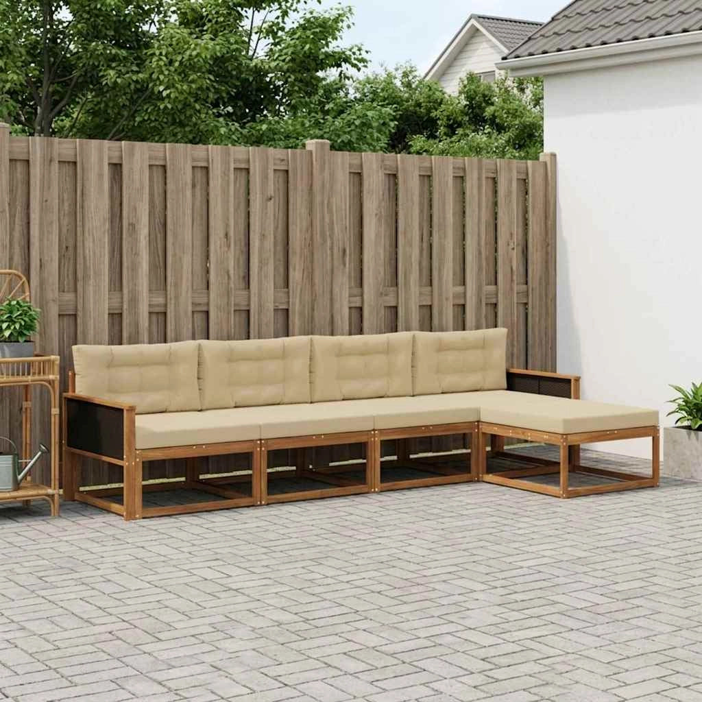 Set di divani da esterno 5 pz Naturale e Beige 3382476