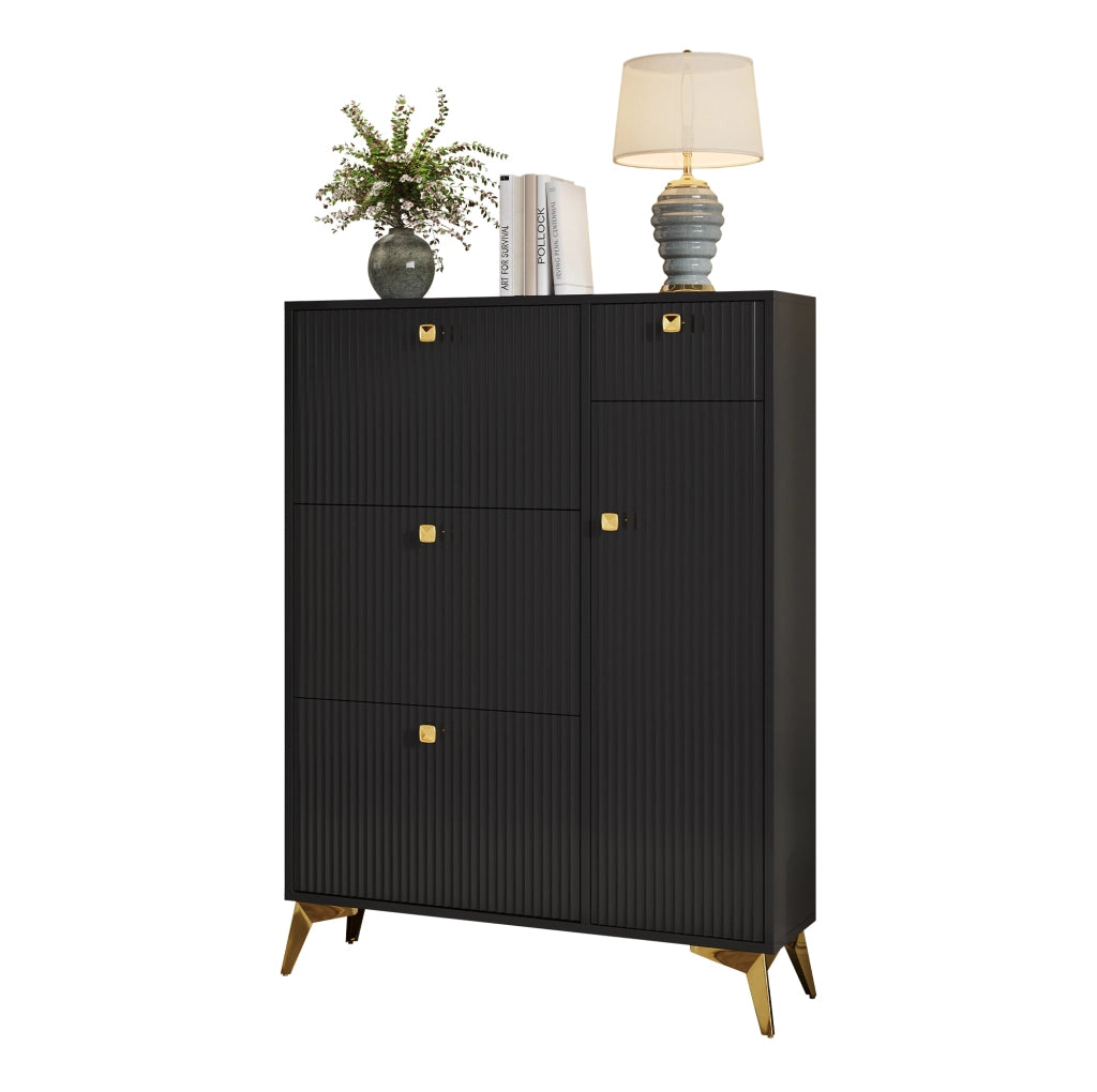 Scarpiera nera salvaspazio 90x25x121 cm
