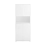 Mobile alto con 2 cesti portabiancheria da bagno, Armadio da terra, Bianco 70x37x170cm BZR150-W