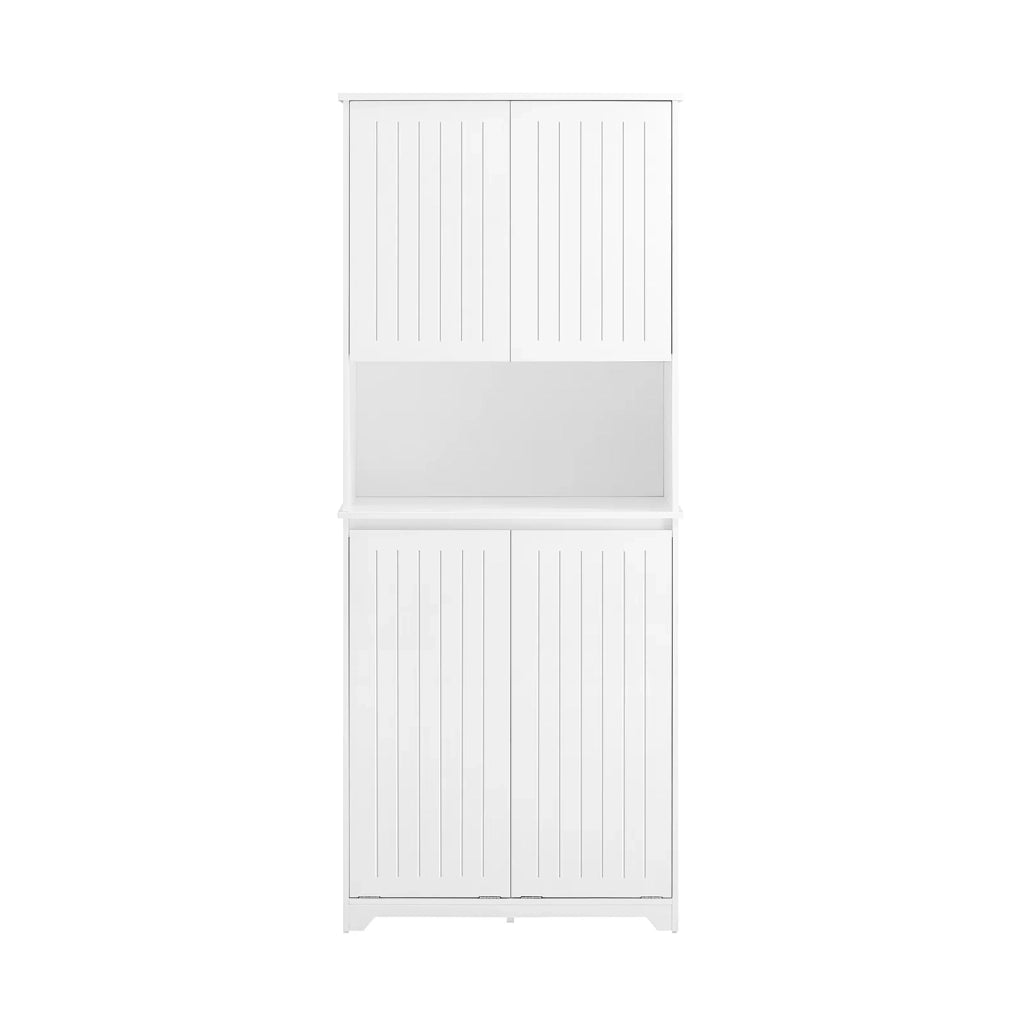 Mobile alto con 2 cesti portabiancheria da bagno, Armadio da terra, Bianco 70x37x170cm BZR150-W