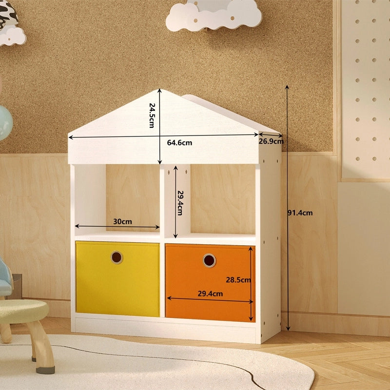 SCAFFALE A FORMA DI CASETTA PER GIOCATTOLI - ORGANIZER BIANCO STILE LOFT 64 CM