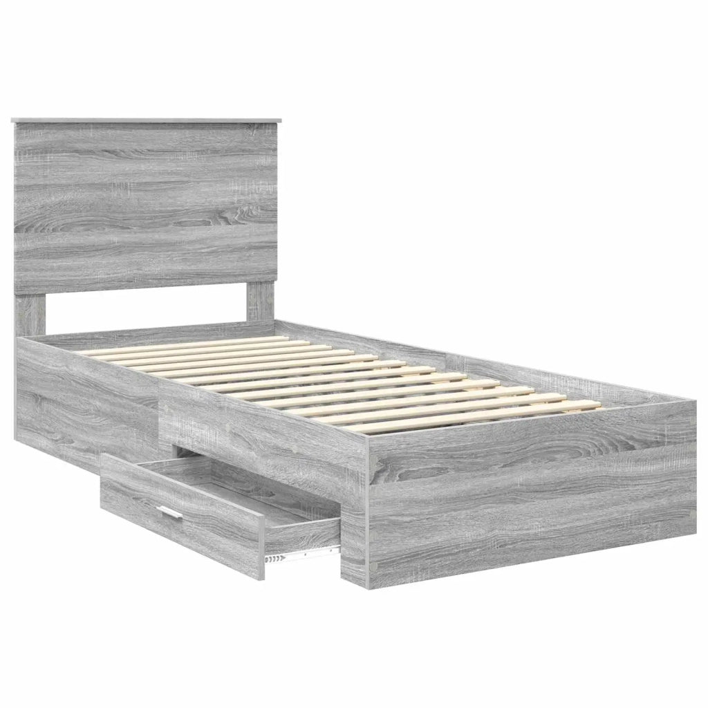 Struttura del letto con testiera Grigio Sonoma 100 x 200 cm 3409690