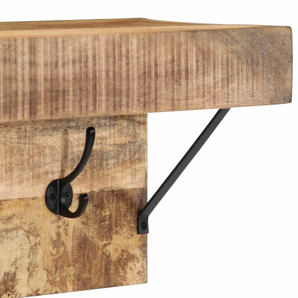 Appendiabiti moderno rettangolare con contenitore ganci e ripiano 73 x 19 x 23 cm legno massello di mango marrone 02_0057996