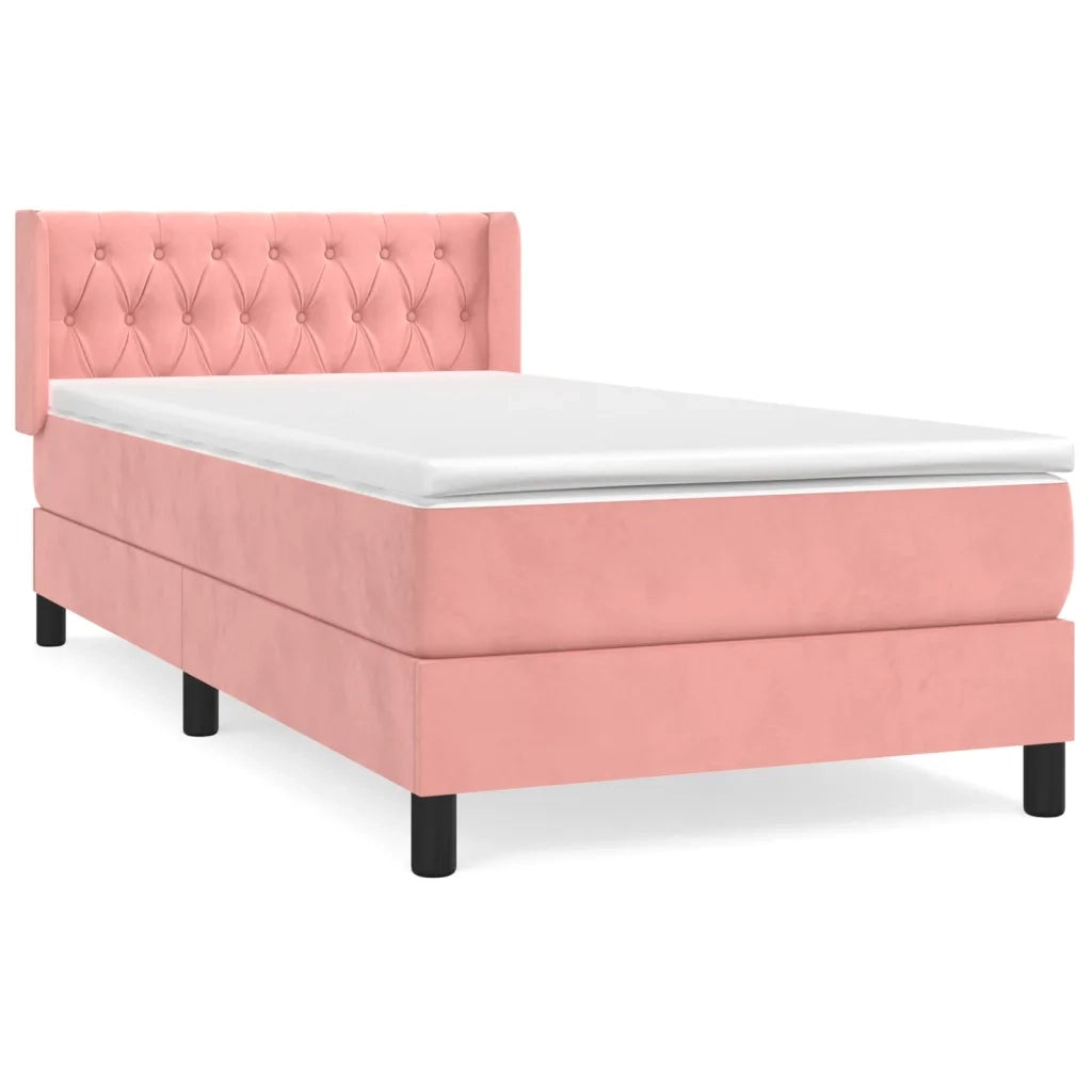 Giroletto a Molle con Materasso Rosa 100x200 cm in Velluto