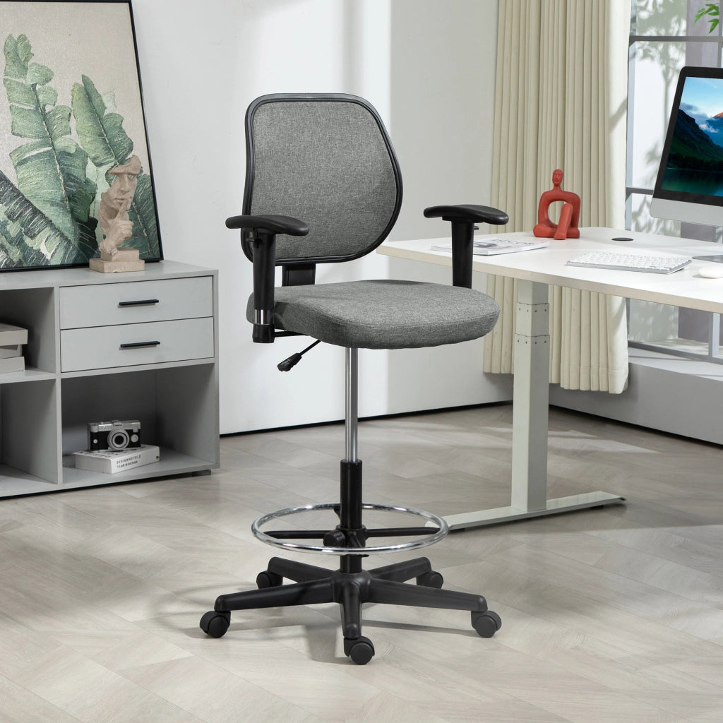 Sedia da ufficio regolabile in altezza con braccioli e ruote ¨C zephmum ¨C grigio 60x57x97-119 cm