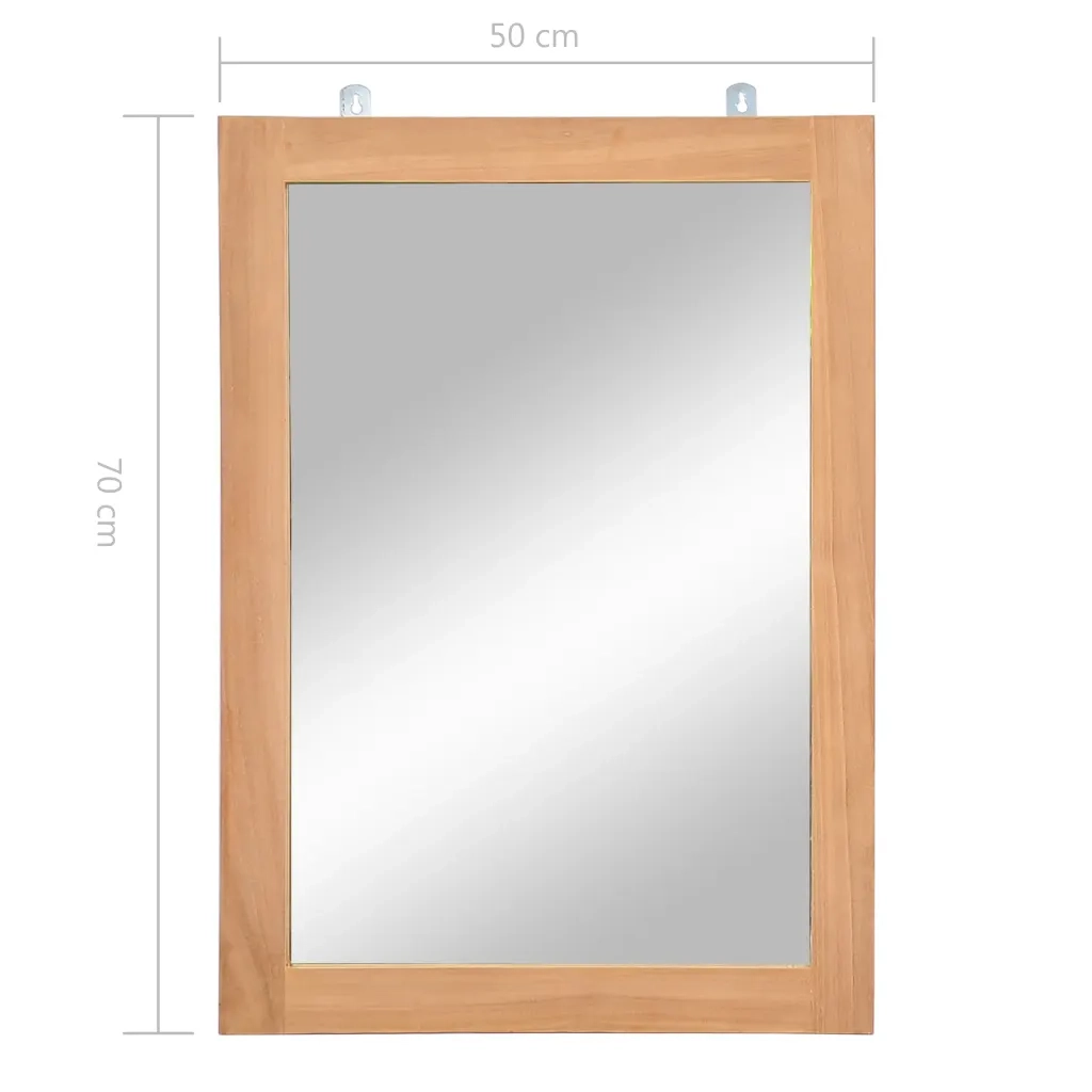 Specchio da Parete-Specchio a muro in Legno Massello di Teak 50x70 cm