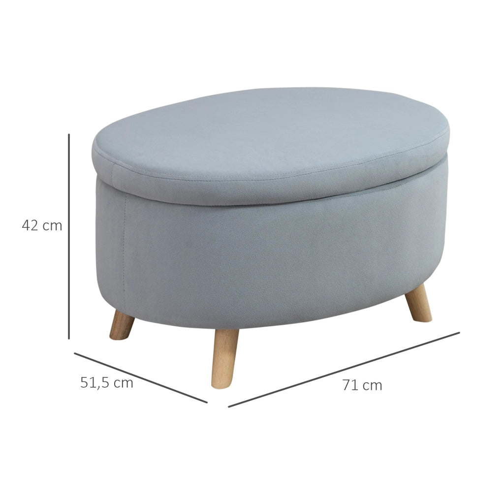 Poltrona con contenitore ovale ¨C Zephmum ¨C Grigio, velluto, gambe in legno, 71x51.5x42 cm