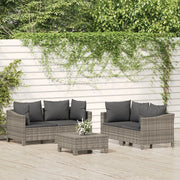 Set Divani da Giardino 5 pz con Cuscini in Polyrattan Grigiocod mxl 76647