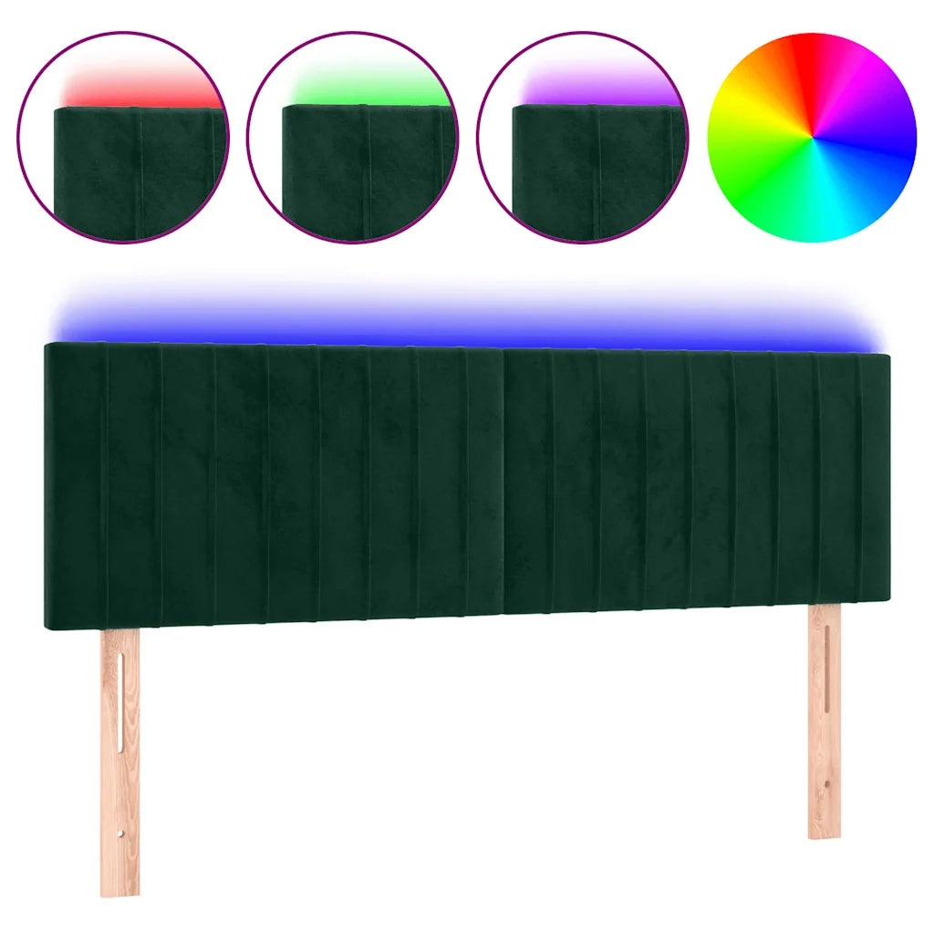 Testiera a LED Verde Scuro 144x5x78/88 cm in Velluto 3121901