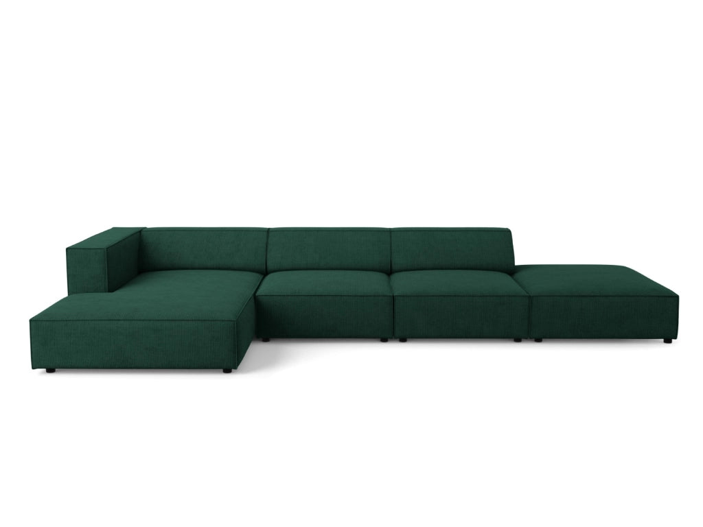 Cosmopolitan Design - Divano angolare sinistro "Arendal" 5 posti in ciniglia con effetto a coste verde bottiglia 