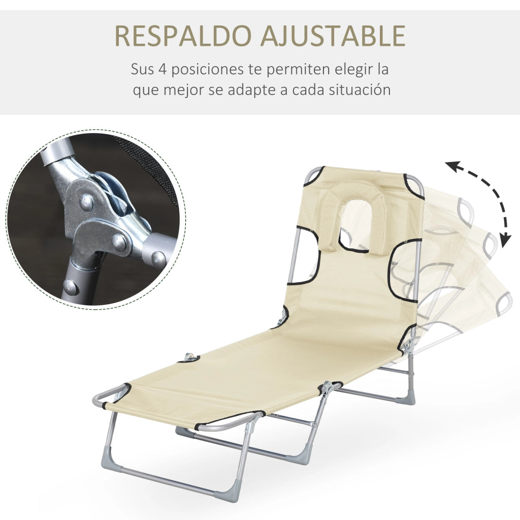 Tumbona reclinabile pieghevole da giardino ¨C zephmum ¨C 182x56x28 beige