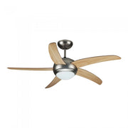 V-TAC VT-6053-5 Ventilatore LED da Soffitto 2*E27 con Motore a Corrente Alternata da 60W con Telecomando 5 pale (Mdf Chiare) - SKU 7916