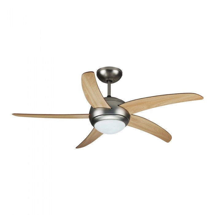 V-TAC VT-6053-5 Ventilatore LED da Soffitto 2*E27 con Motore a Corrente Alternata da 60W con Telecomando 5 pale (Mdf Chiare) - SKU 7916