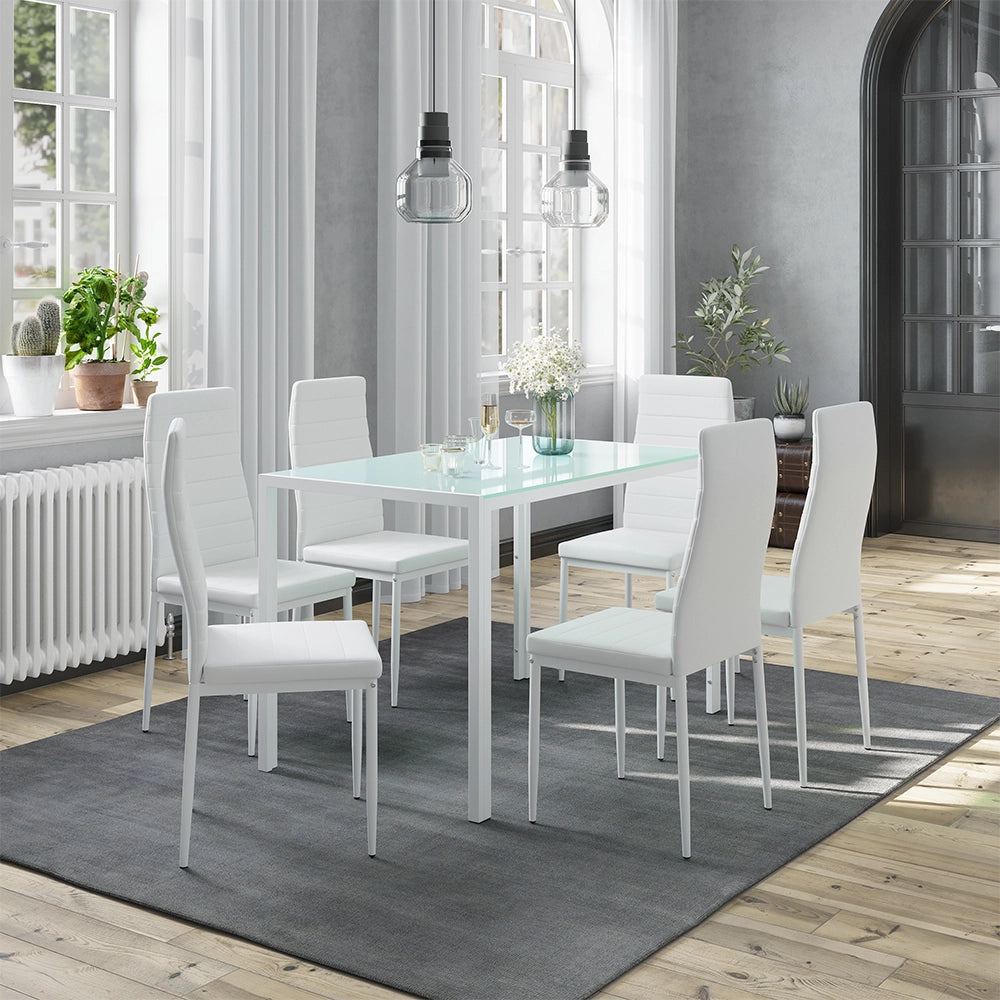 Vicco Set da pranzo Bianco 120 x 75 cm con 6 sedie