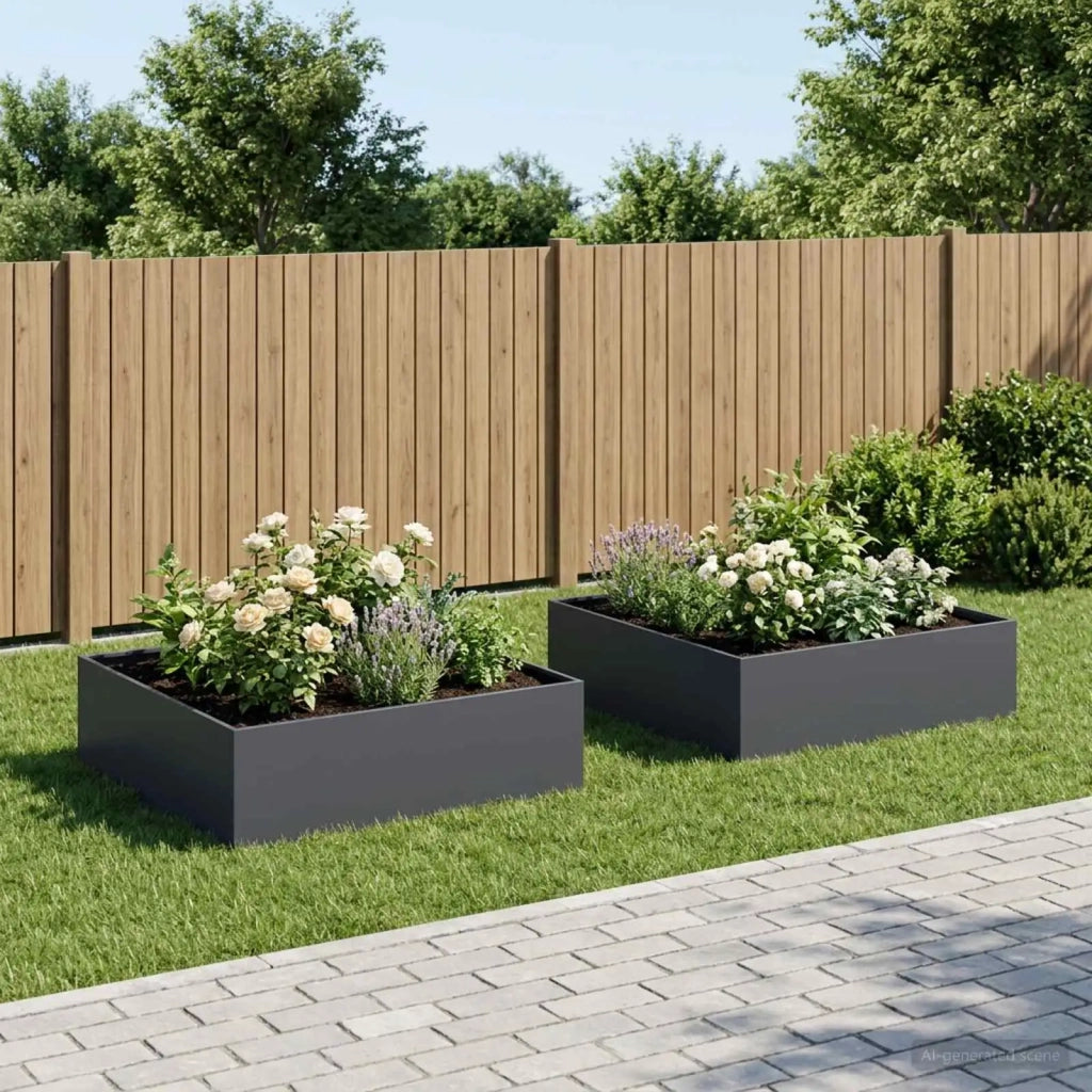 Vaso da giardino 2 pz Antracite 100 x 100 x 30 cm 8005083