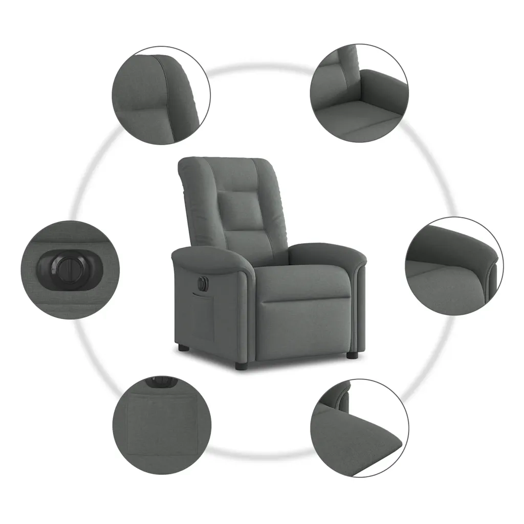 Poltrona Elettrica Reclinabile Grigio Scuro in Tessuto 3303235