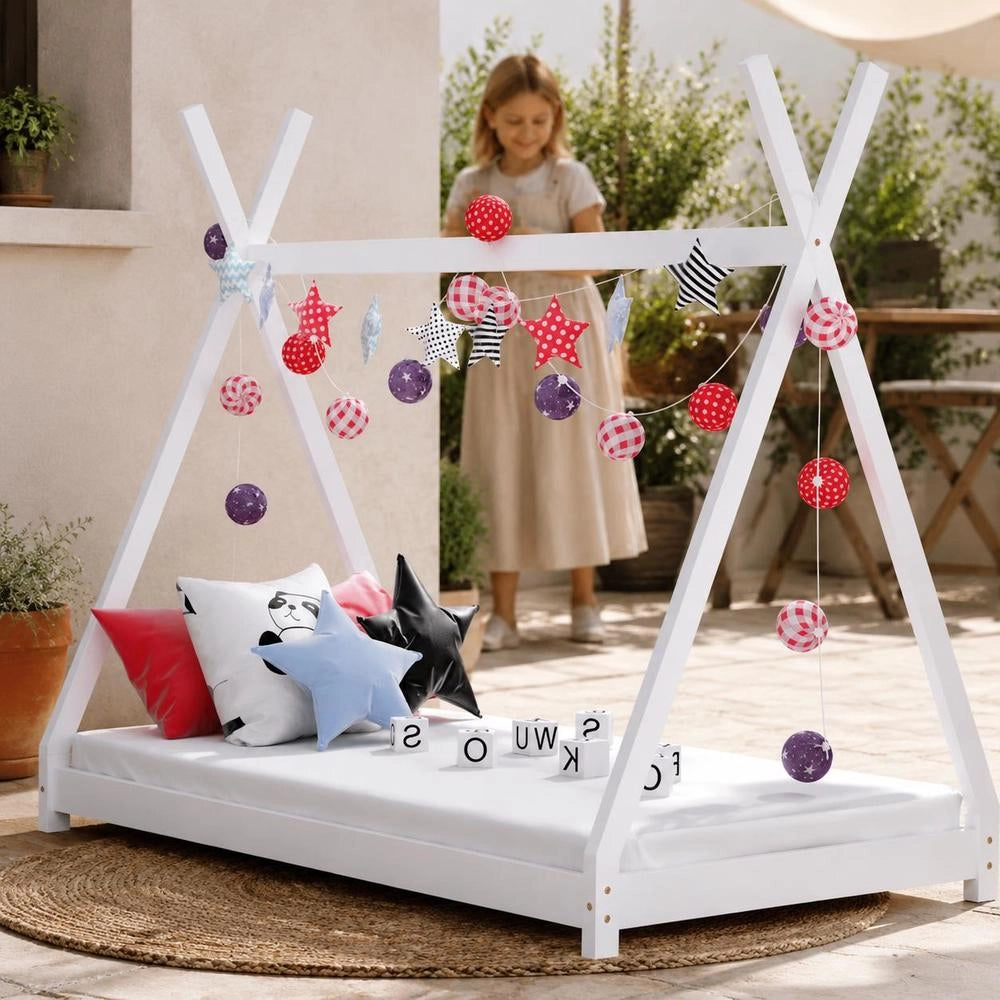 ChildrenFTs Bed Frame White Solid Pine 70 X 140 Cm