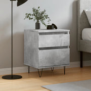 Comodino Grigio Cemento 40x35x50 cm in Legno Multistrato 830676