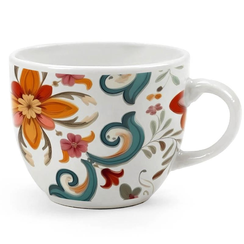 SET 6 TAZZINE DA CAFFE "ROMANTIC" IN CERAMICA, ELEGANTE CAPACITÀ 80ML