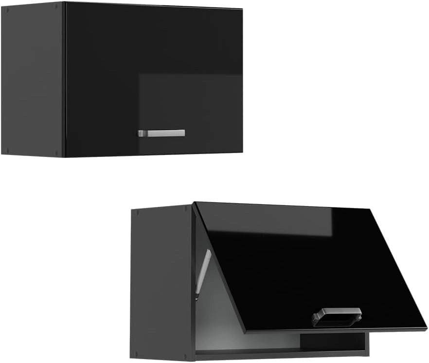 Pensile da cucina R-Line, Nero lucido, 60 cm Piatto, per la libera combinazione all'interno di sistemi cucina modulari