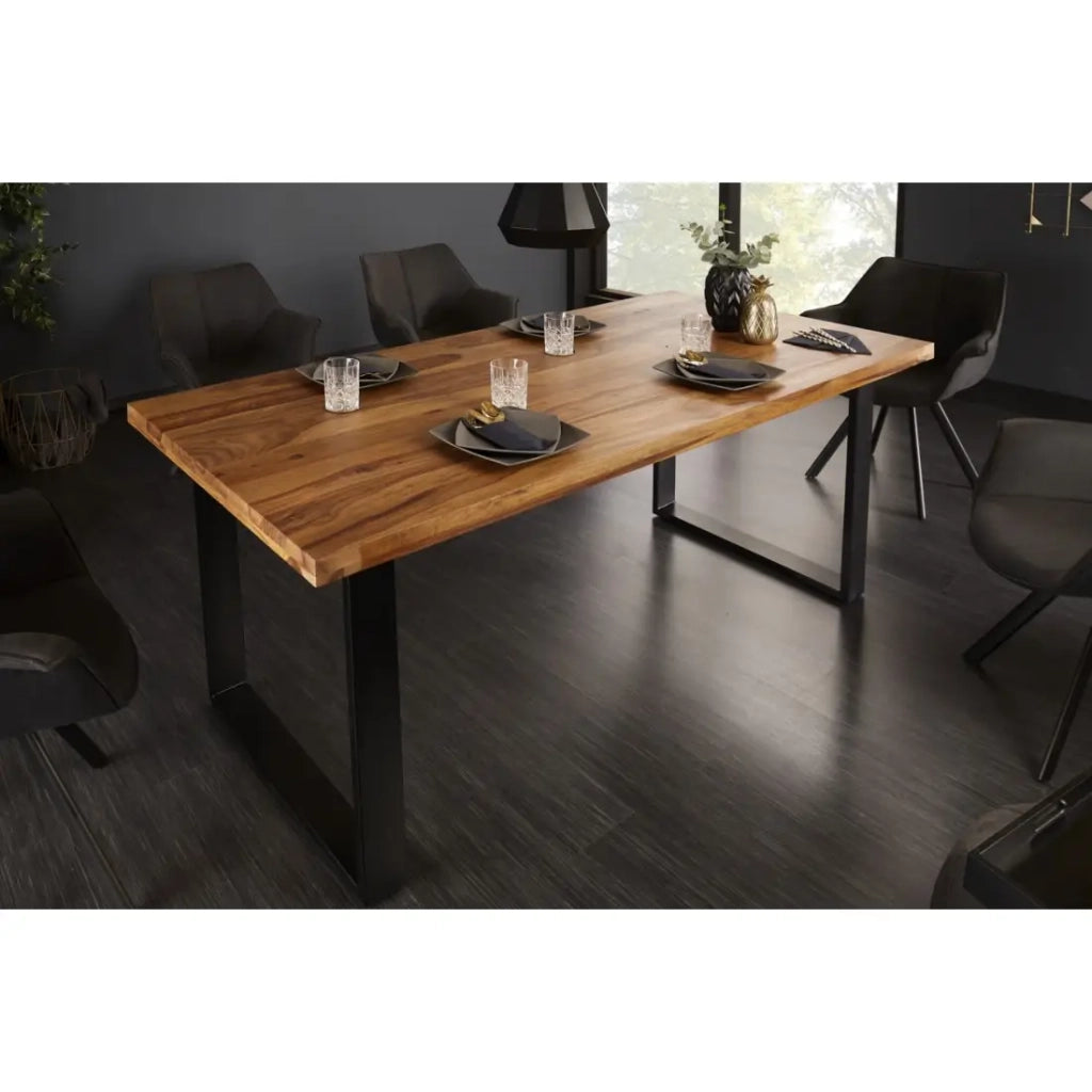 Table LODEN – Rettangolare 160 cm – Legno Sheesham e metallo – Stile industriale