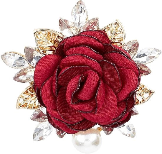 Broche con Cristallo di Rhinestone, Decorazione di Fiori per Matrimonio, Tavola e San Valentino, Regalo di Gioielleria.