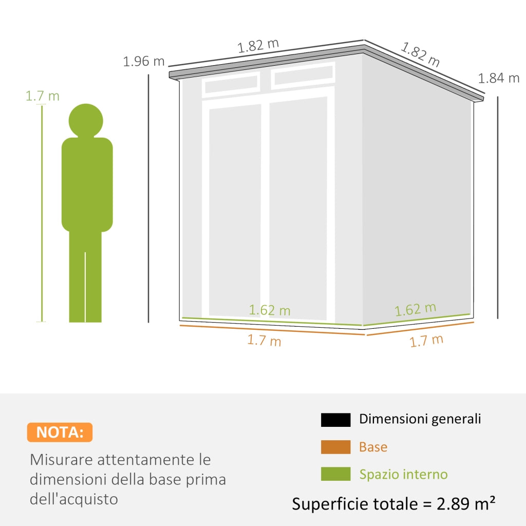 Casetta da Giardino ¨C zephmum ¨C Grigio Scuro, PP e Alluminio, 182x182x196 cm