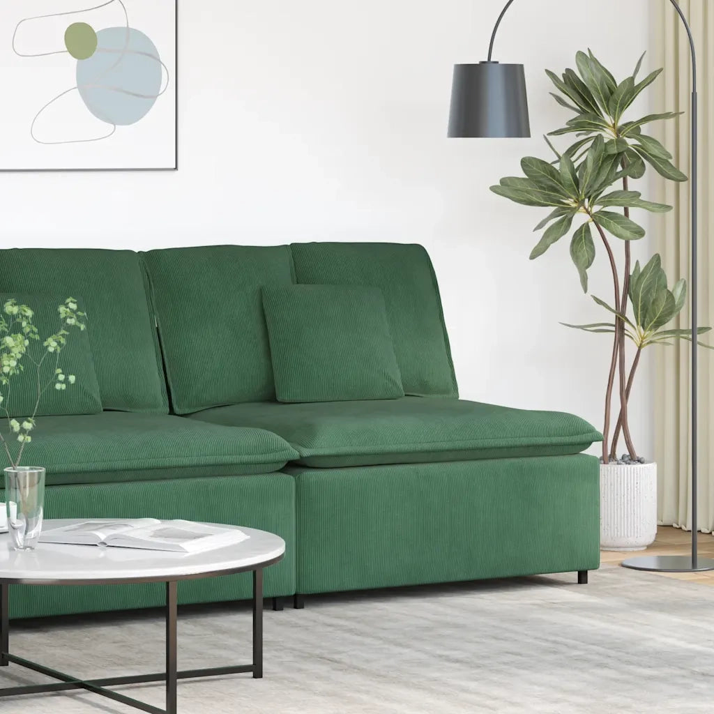 Modulo Centrale Divano Modulare con Cuscini Verde Scuro 100cm 4104442