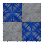 Piastrelle ventilate grigie e blu 6m x 6m per garage doppio e officine, antiscivolo.