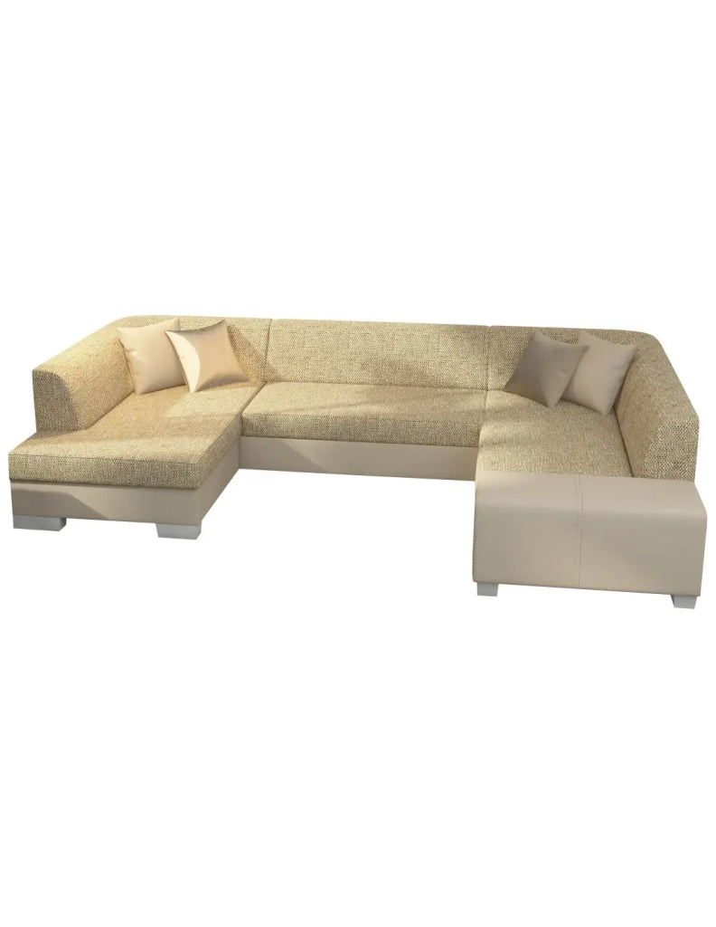 Divano panoramico a U Beige convertibile 6 posti HAVANA spazio relax generoso