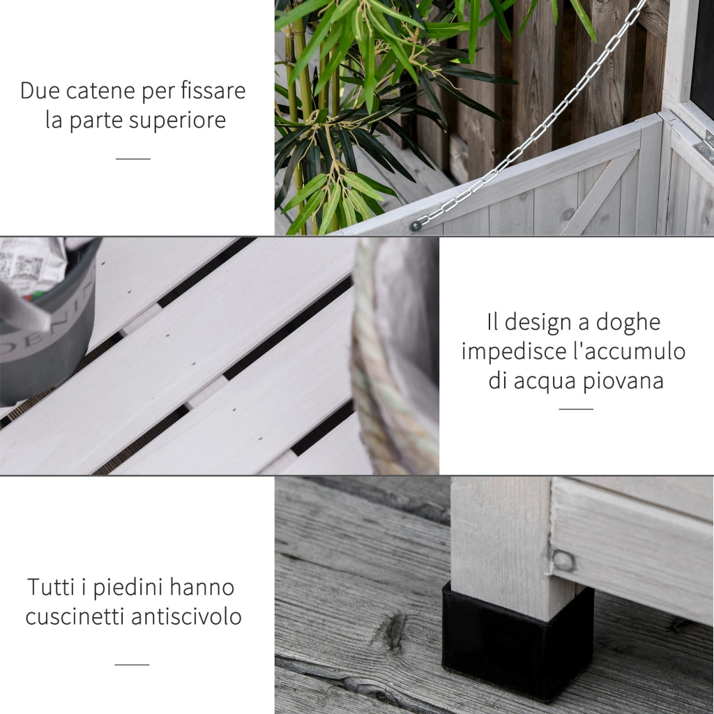 Baule da Esterno in Legno con Coperchio ¨C Zephmum ¨C Grigio 127x56x60 cm