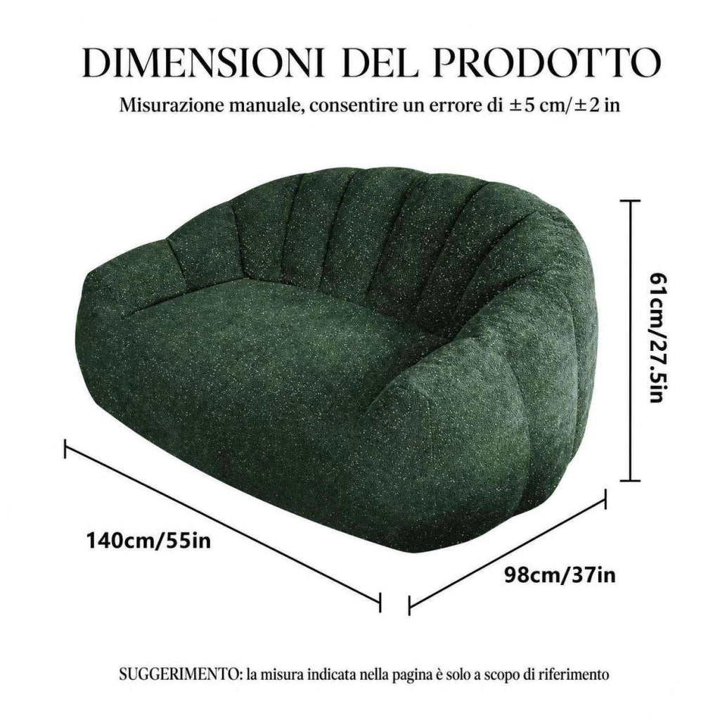 Poltrone relax, pouf, poltrone extra-large,Frevano ideali per il soggiorno e la camera da letto, colore verde