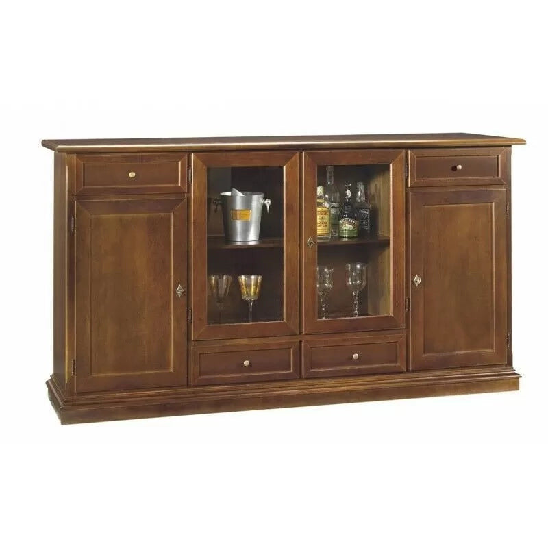 Madia credenza 4 porte legno tinta noce l.205 p.49 h.113 (385) - Mobili 2G