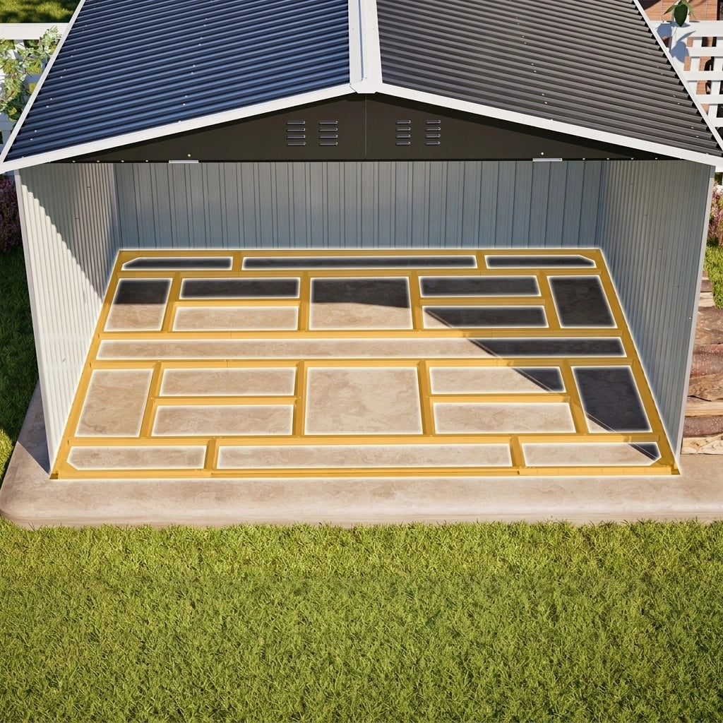 Capannone Da Giardino In Metallo Nero 300×252×191 Cm Con Serratura E Prese D’Aria