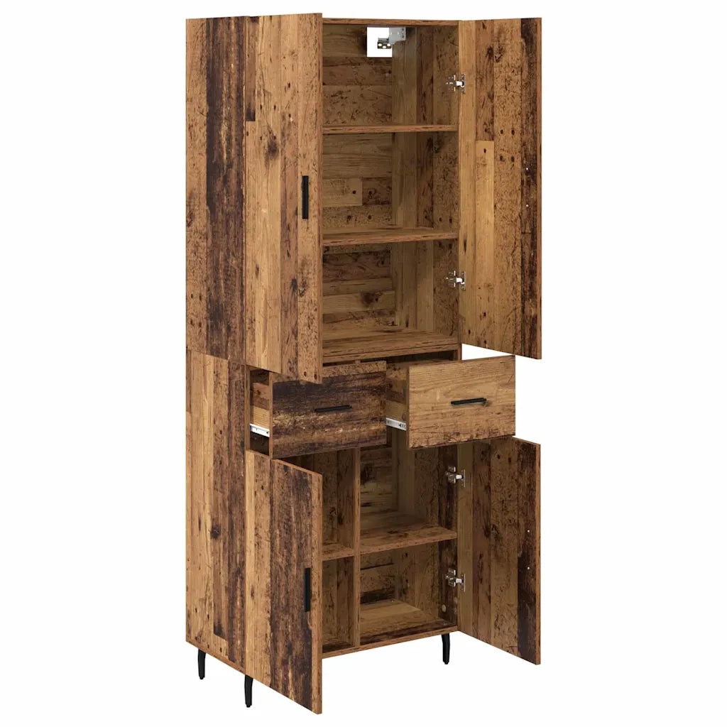Credenza 2 pcs Legno vecchio Legno Stratificato e Vetro 3415750