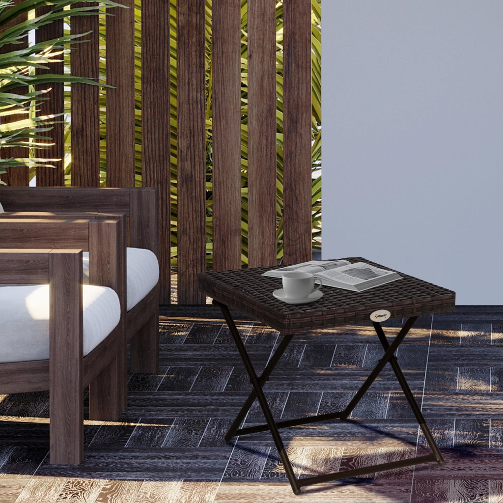 Tavolino da giardino pieghevole ¨C zephmum ¨C marrone, polyrattan, 40x40x40 cm
