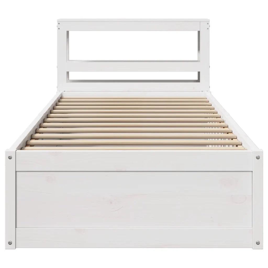 Giroletto con Testiera Bianco 75x190 cm Legno Massello di Pino 3306367